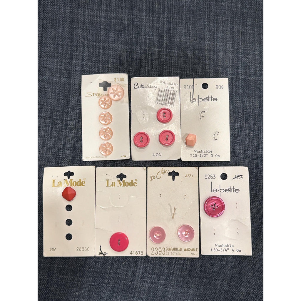 Vintage Button Lot Pink Red La Petite La Mode Sewing Craft NOS Cards