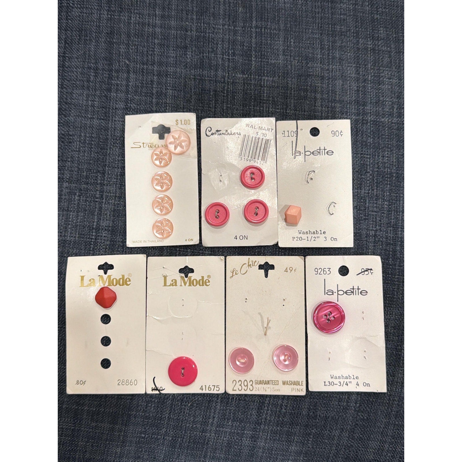 Vintage Button Lot Pink Red La Petite La Mode Sewing Craft NOS Cards