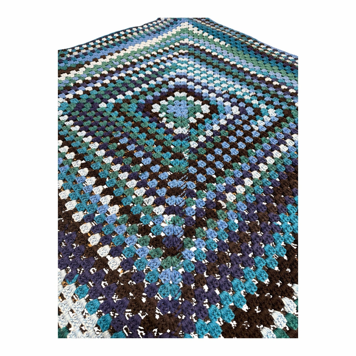 Blue Lagoon Handmade Crochet Afghan Granny Square Lap Throw 46 x 46 – additional view 5