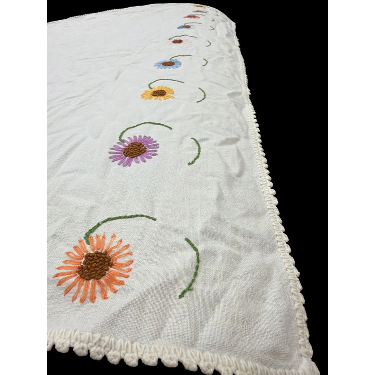 Handmade Feedsack? embroidered Tablecloth 31” x 36” – additional view 4