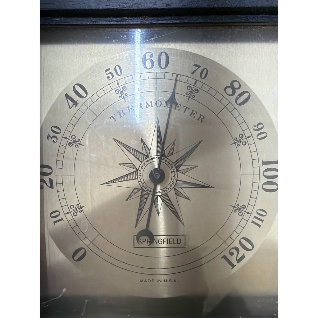 Vintage Springfield Weather Station Barometer Thermometer Hygrometer Wood USA