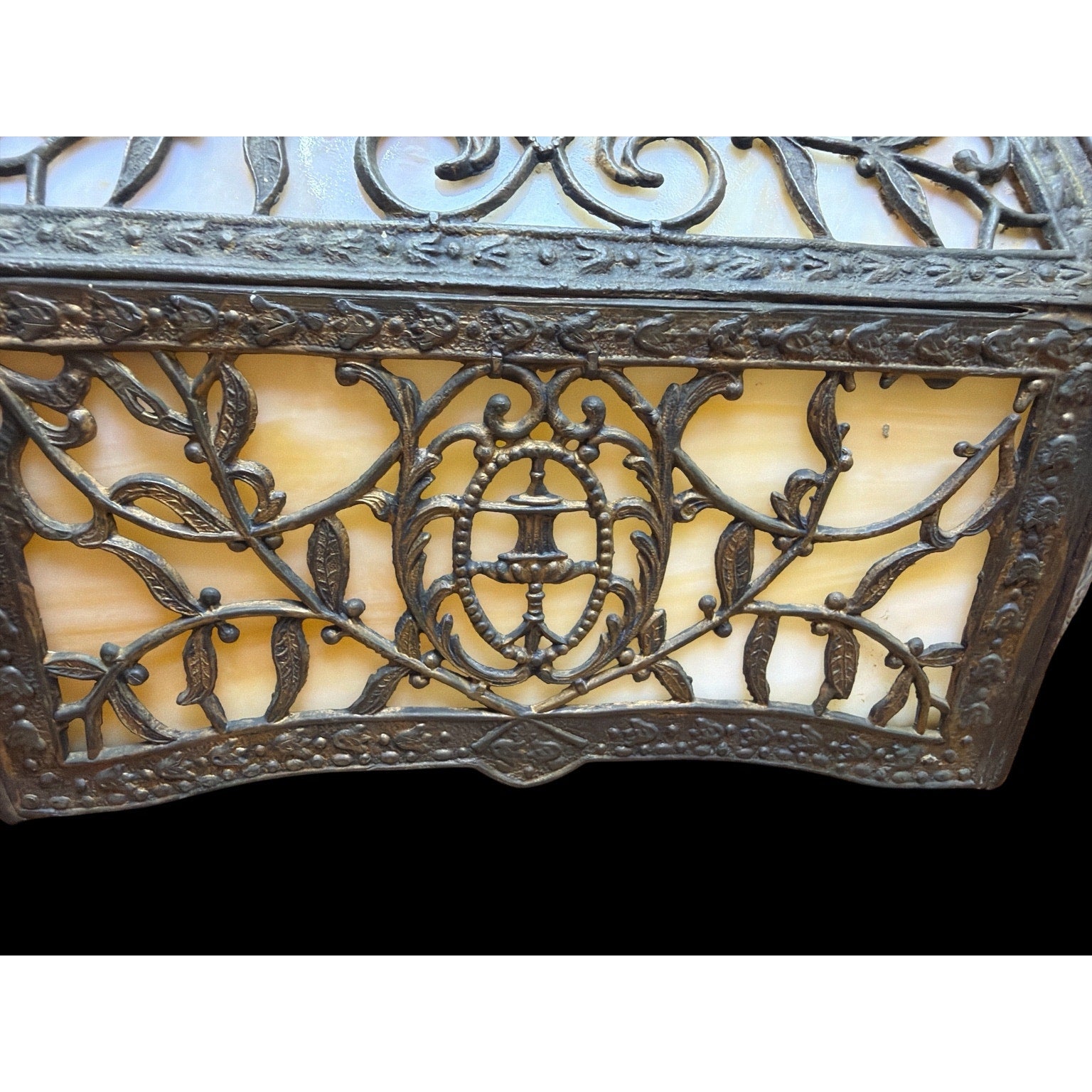 Monumental 23" American Art Nouveau Slag Glass Chandelier Shade c.1908-1920