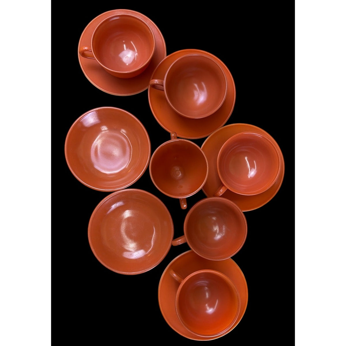 Hazel Atlas Moderntone Platonite Rust Orange Glass 12 Piece Set – additional view 2