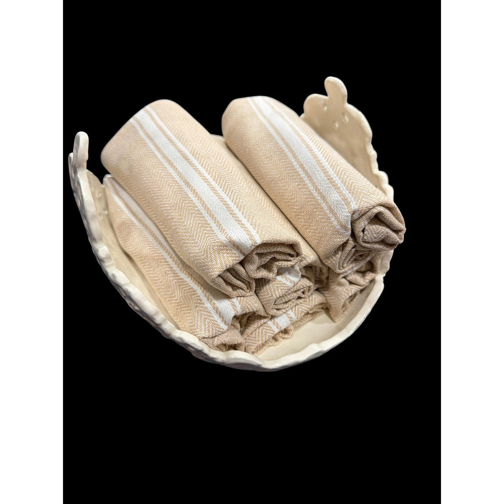Vintage Ceramic Guest Towel Holder: Farmhouse Spa Linen Display Bowl