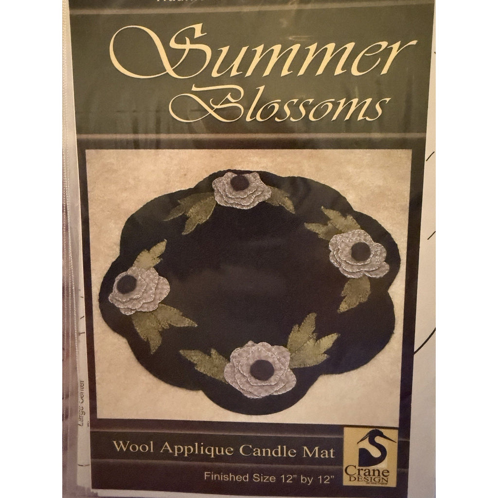 Summer Blossoms Wool Applique Candle Mat Pattern Crane Design