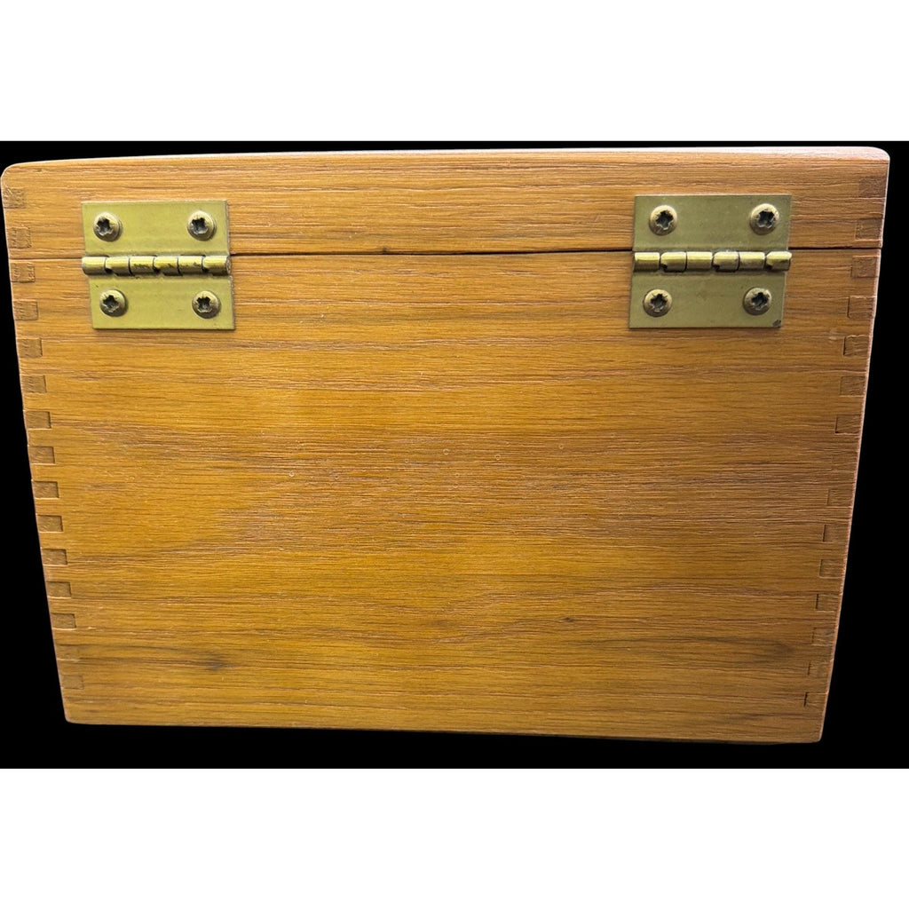 Vintage 1968 Wooden Recipe Box: Dovetail Farmhouse Kitchen Organizer