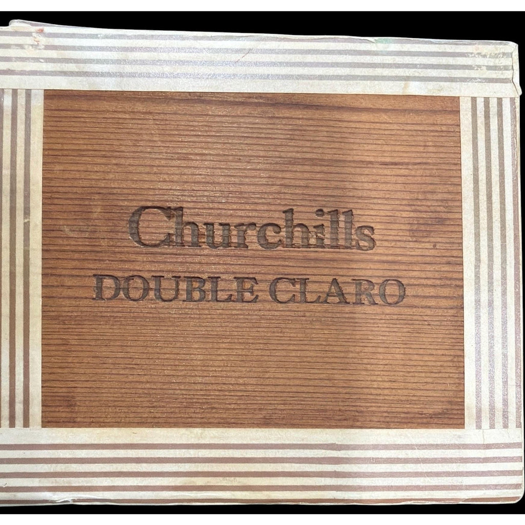 Vintage Nat Sherman Cigar Box Wood Churchill Double Claro Tobacciana