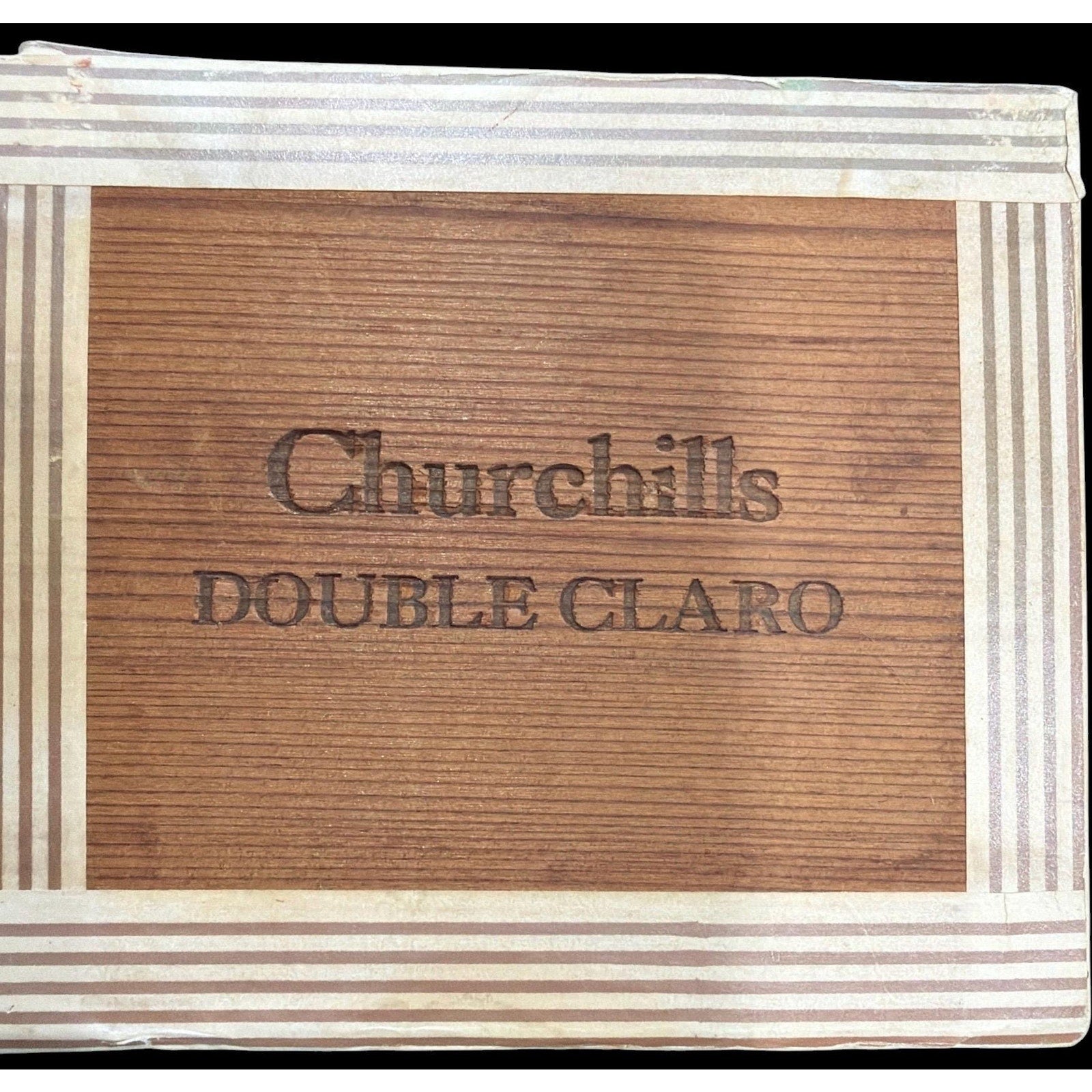 Vintage Nat Sherman Cigar Box Wood Churchill Double Claro Tobacciana
