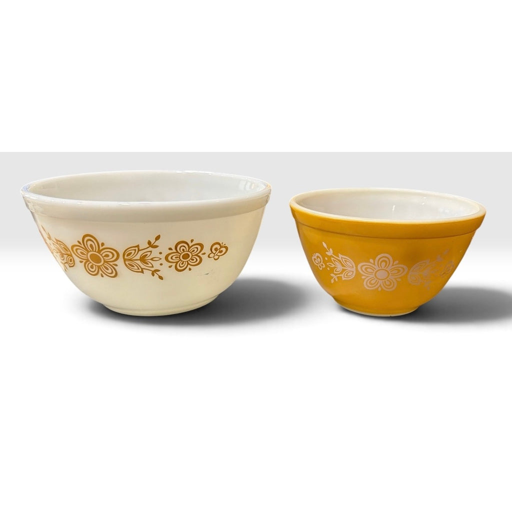 Vintage Pyrex Butterfly Gold Mixing Bowls 401 402 Set of 2 1970s – additional view 2