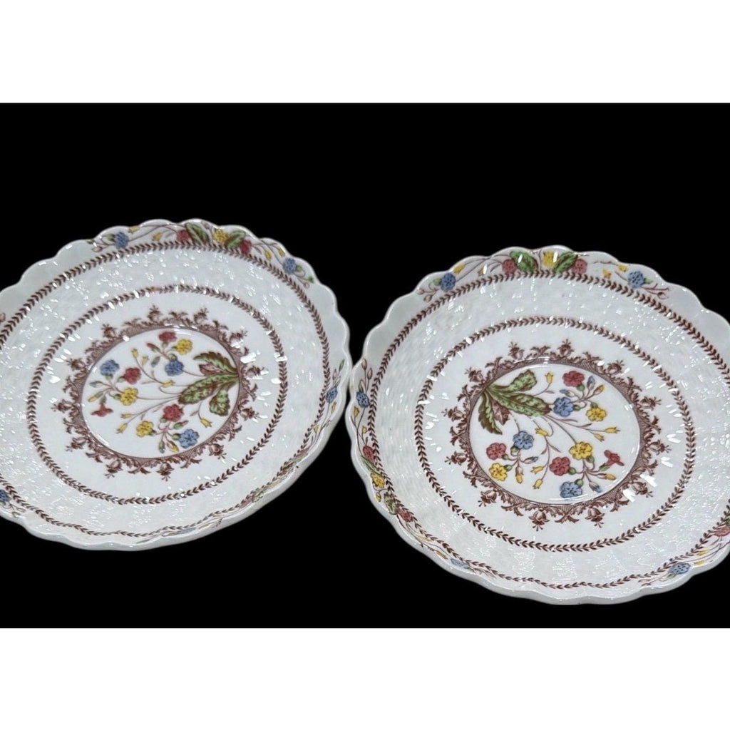 Spode Copeland Cowslip S713 Teacups & Saucers Pair England Bone China Floral Vintage