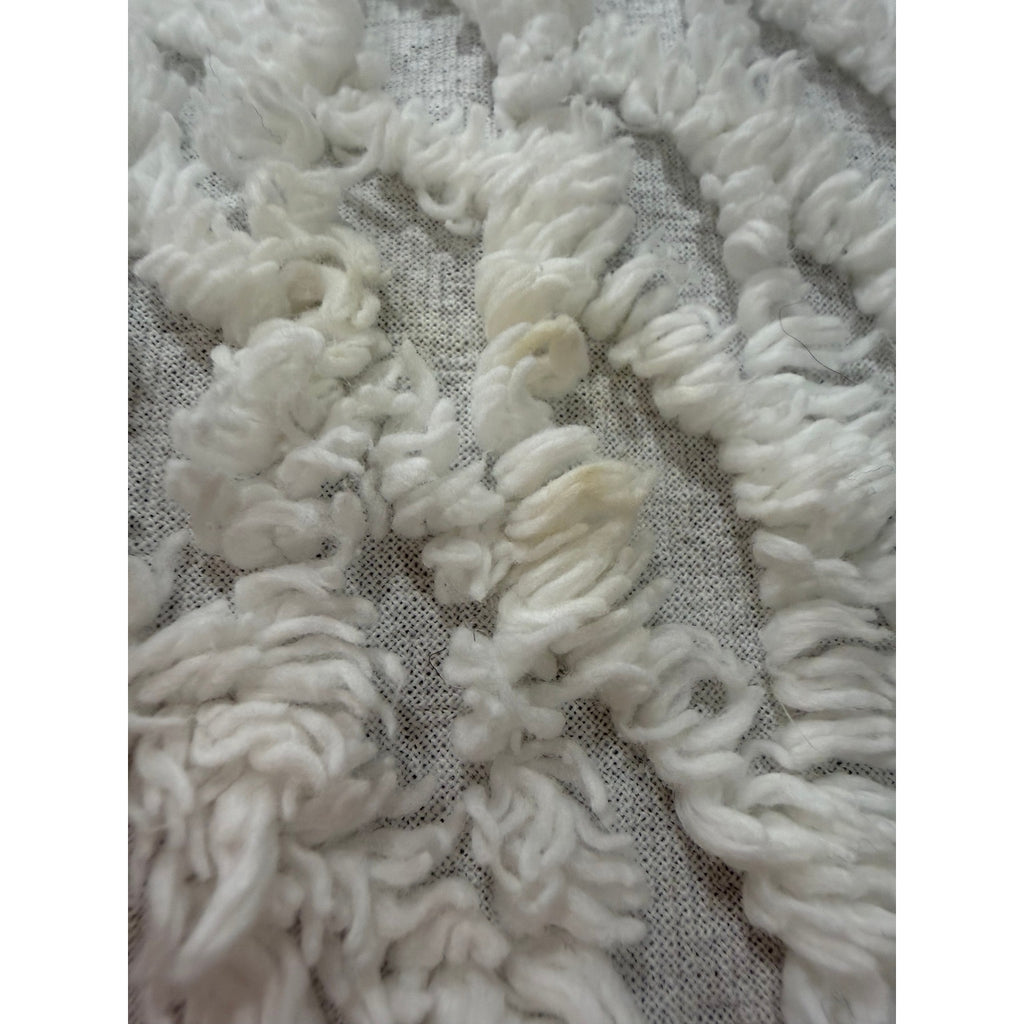 Vintage White Chenille Bedspread Queen Size 82x104 Crosshatch Fringe Cotton MCM
