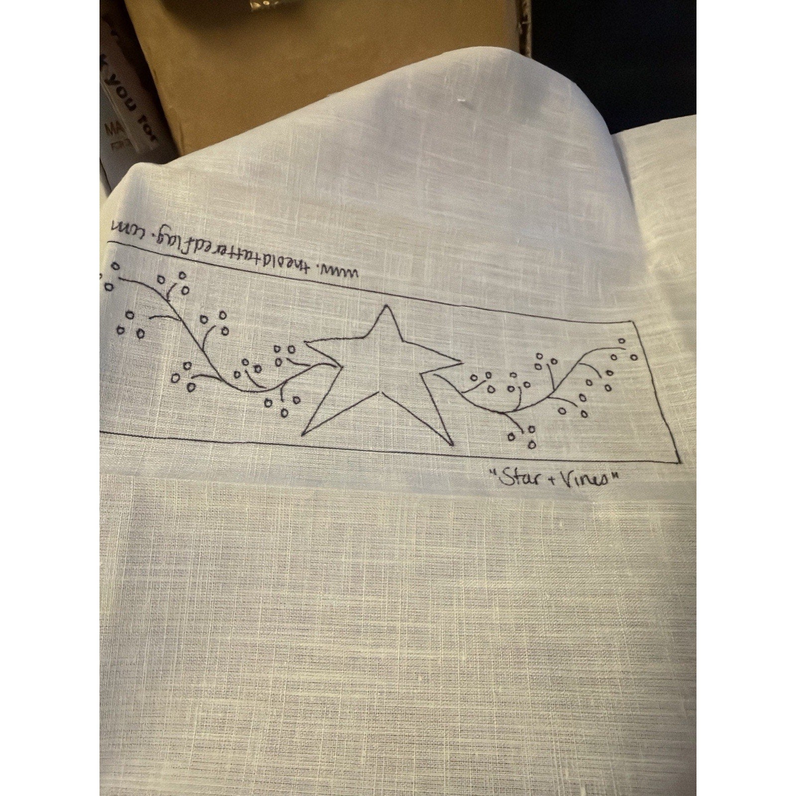 The Old Tattered Flag Punchneedle Pattern Star & Vines Primitive