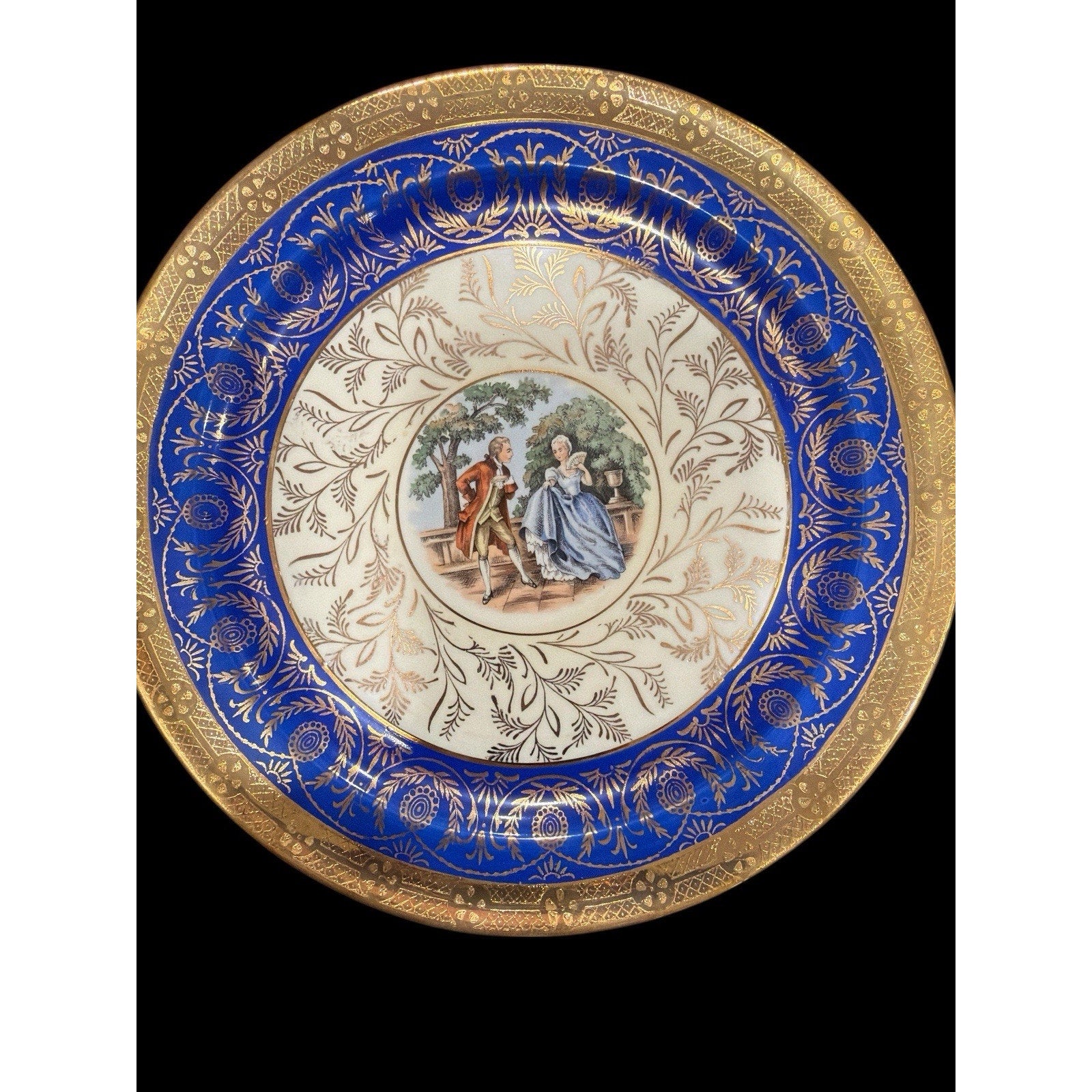 Vintage TST Bromley Salad Plates Set of 7 Cobalt Blue 22K Gold Taylor Smith