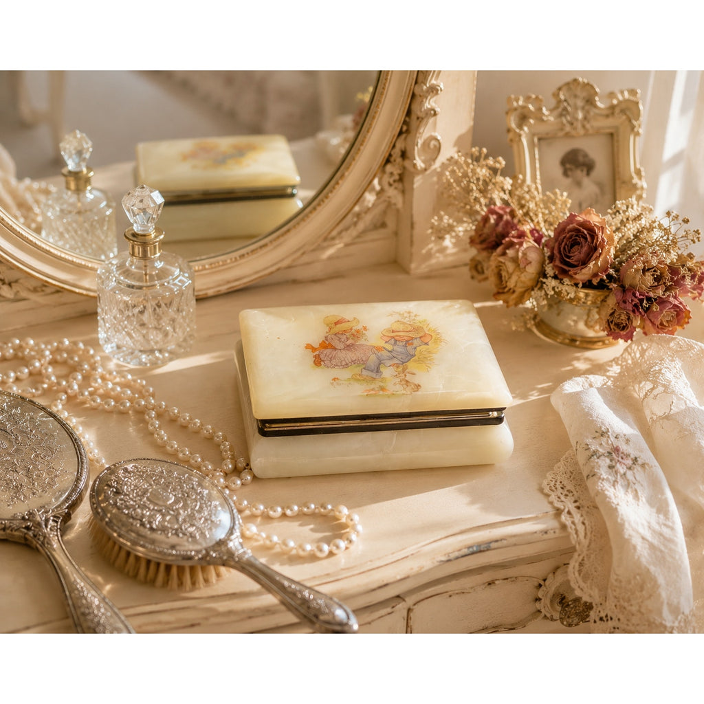 Vintage ArtMark Italy Vanity Box N. Sand Victorian Children Jewelry Box