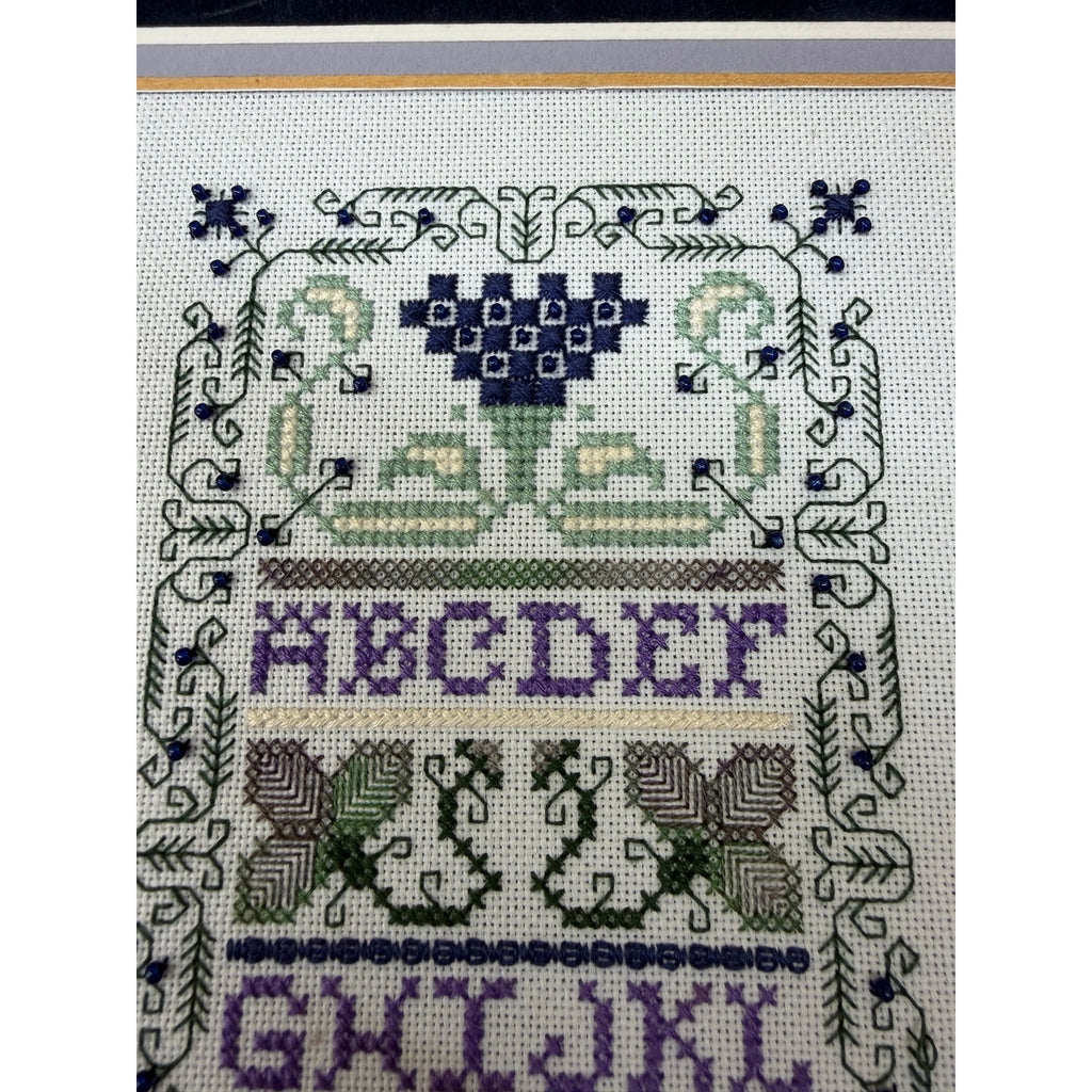 Indigo Rose Jasmine & Sapphires Framed Specialty Stitch Sampler Beaded – additional view 8