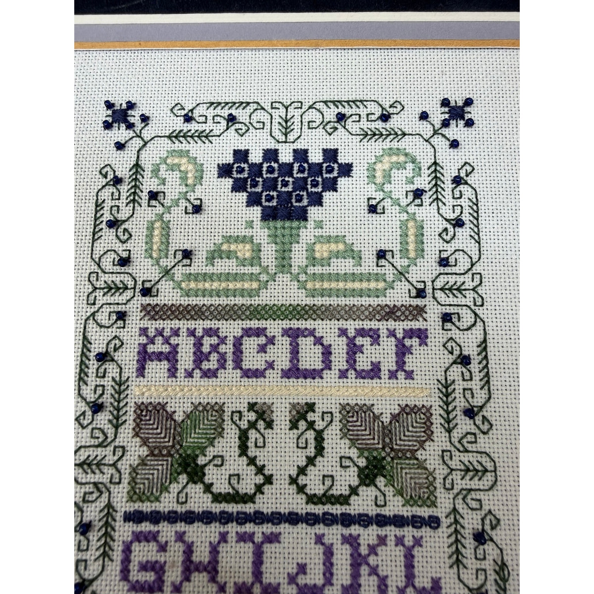 Indigo Rose Jasmine & Sapphires Framed Specialty Stitch Sampler Beaded – additional view 8