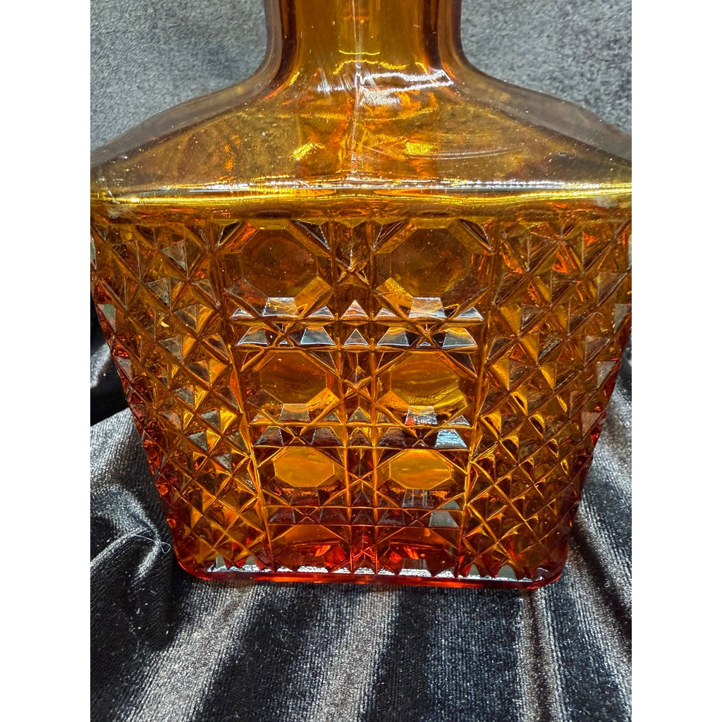 Vintage Viking Yesteryear Amber Glass Decanter with Stopper Mid Century Barware