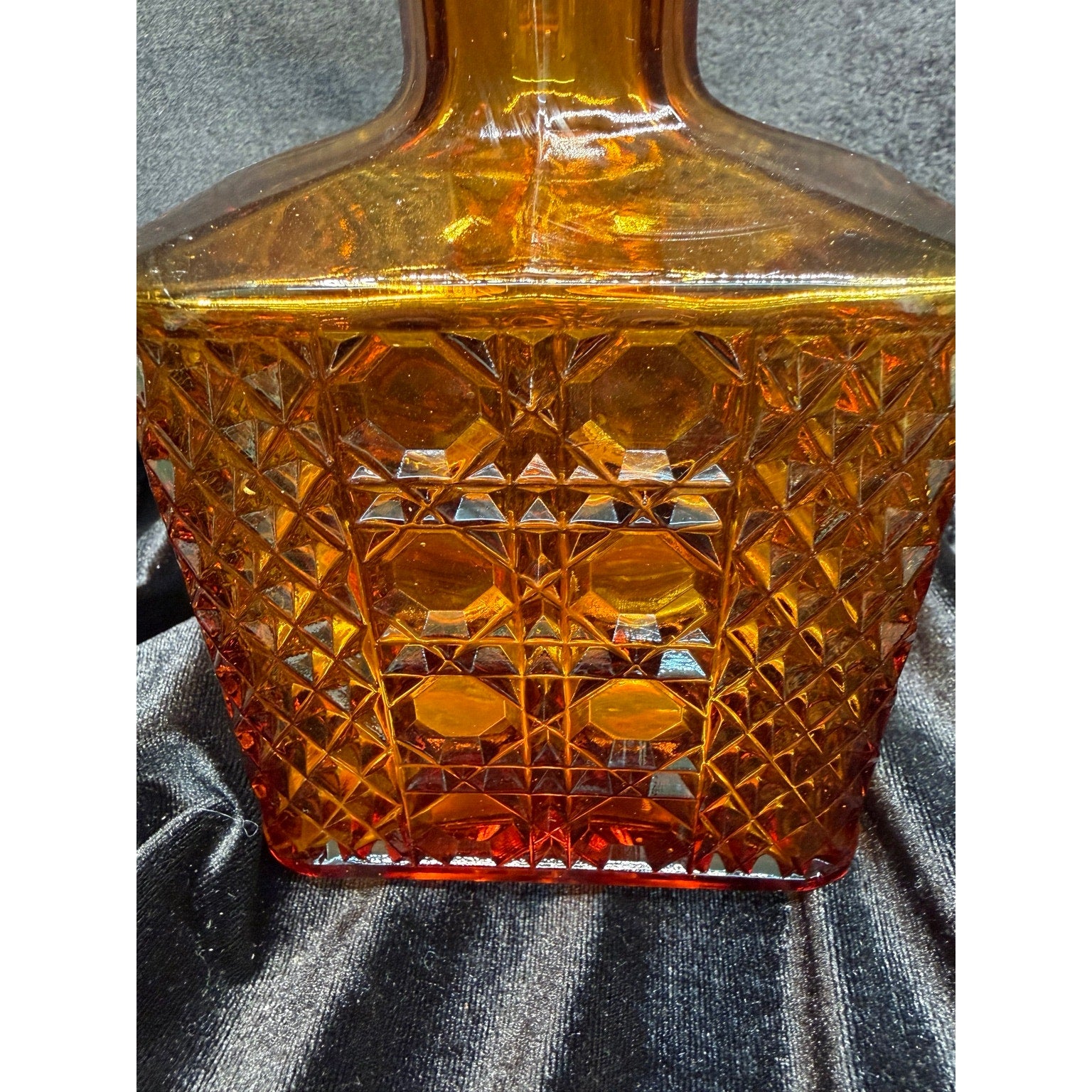 Vintage Viking Yesteryear Amber Glass Decanter with Stopper Mid Century Barware
