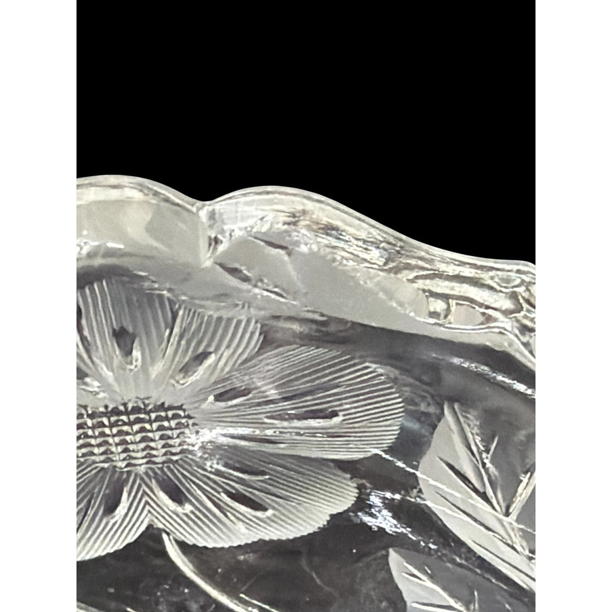 Vintage Cut Glass Daisy Open Sugar Bowl Double Handle Floral Crystal – additional view 5