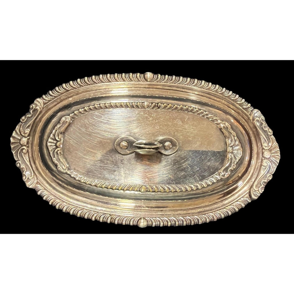 Vintage Silverplate Covered Butter Dish Glass Insert Elegant