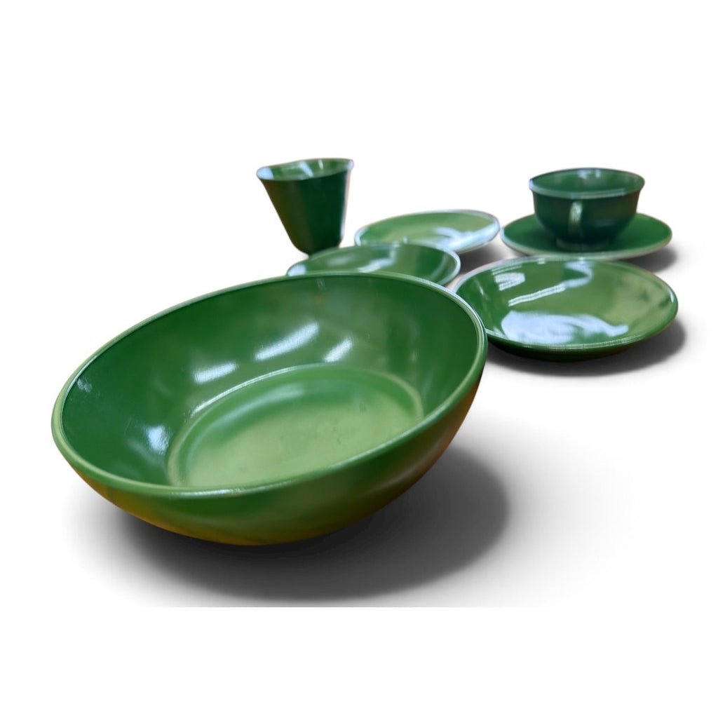 Hazel Atlas Moderntone Christmas Green Platonite Glassware 7 Piece Set – additional view 4