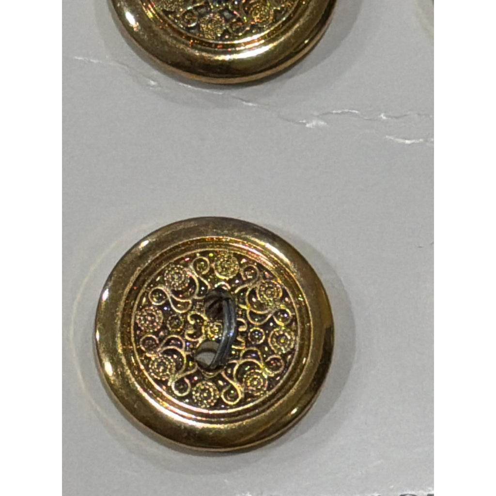 Vintage Gold Tone 2 Hole Buttons Set 8 La Petite 5/8” Ornate Sewing