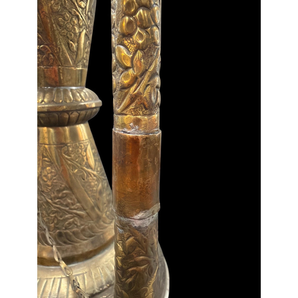 Monumental Vintage Brass Ewer Urn | 28" Hand-Worked Brass & Copper Vessel