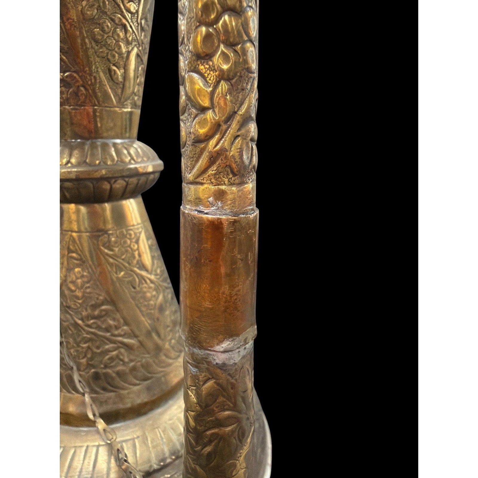 Monumental Vintage Brass Ewer Urn | 28" Hand-Worked Brass & Copper Vessel