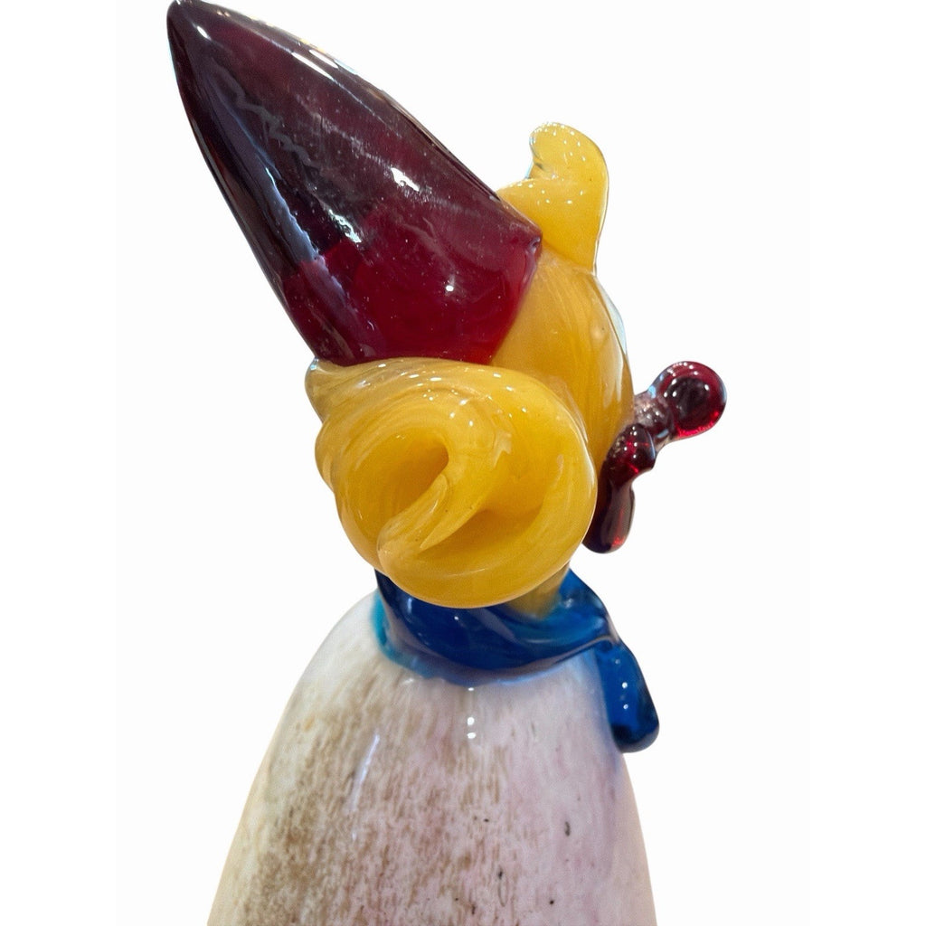 Vintage Italian Art Glass Clown Figurine Pink Blue Original Serouya Label 9.5"