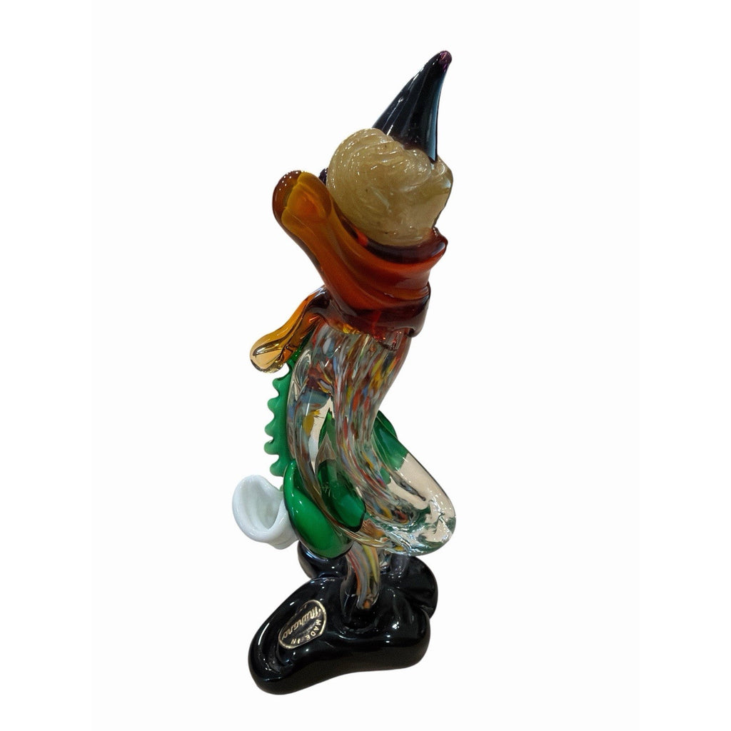 Vintage Murano Art Glass Clown Figurine Millefiori Labeled Italian 8 Inch