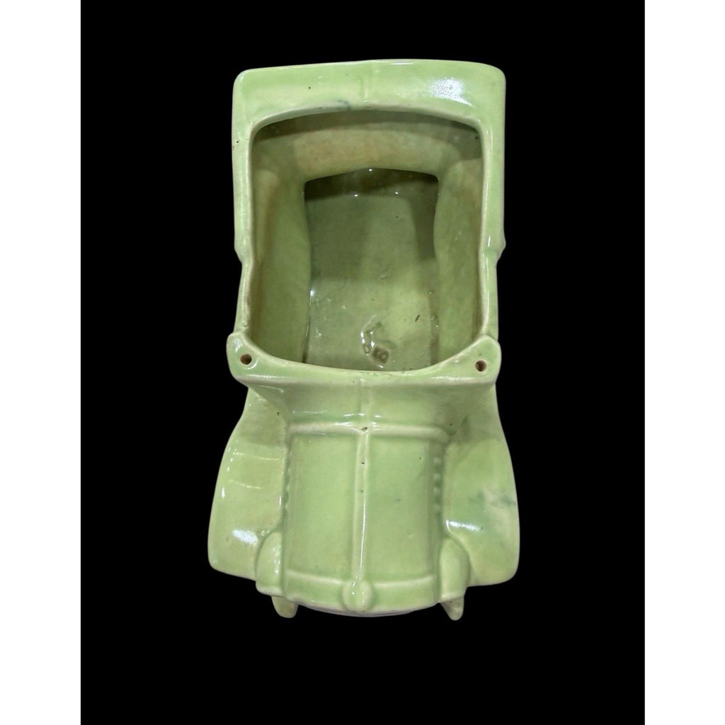 Lime Green Ceramic Convertible Car Planter – Mid Century Retro Automobile Pottery