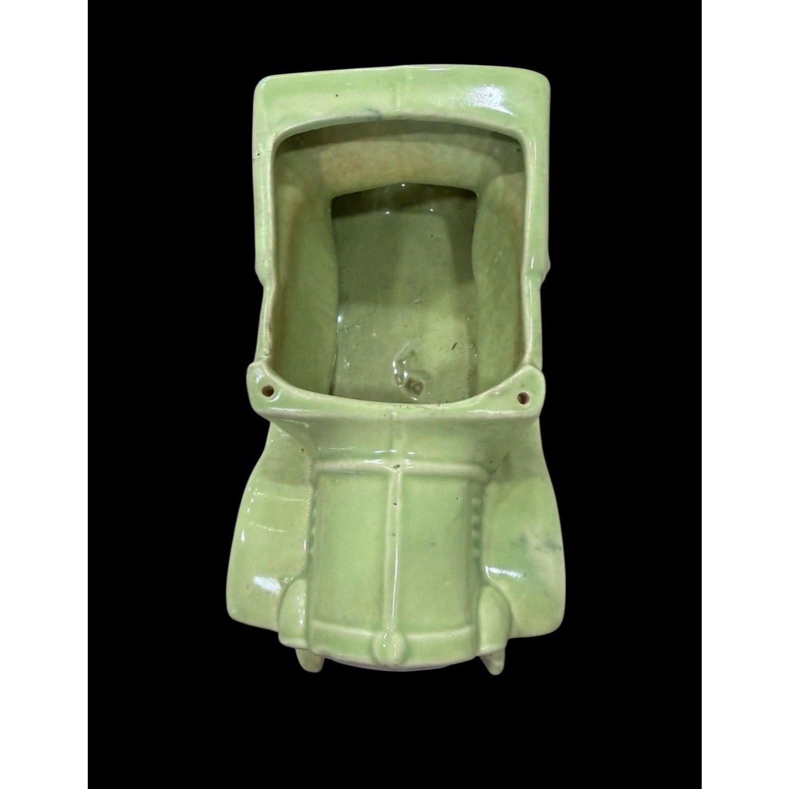 Lime Green Ceramic Convertible Car Planter – Mid Century Retro Automobile Pottery