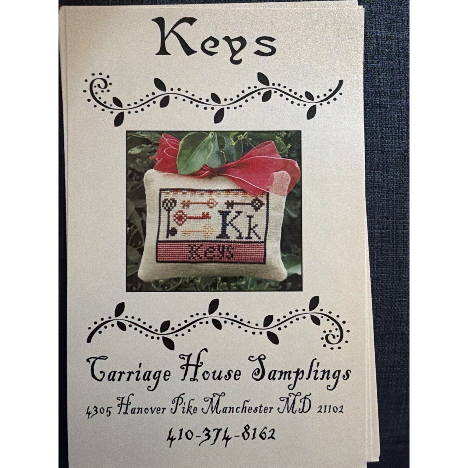 Carriage House Samplings Keys Cross Stitch Pattern Kk Pillow