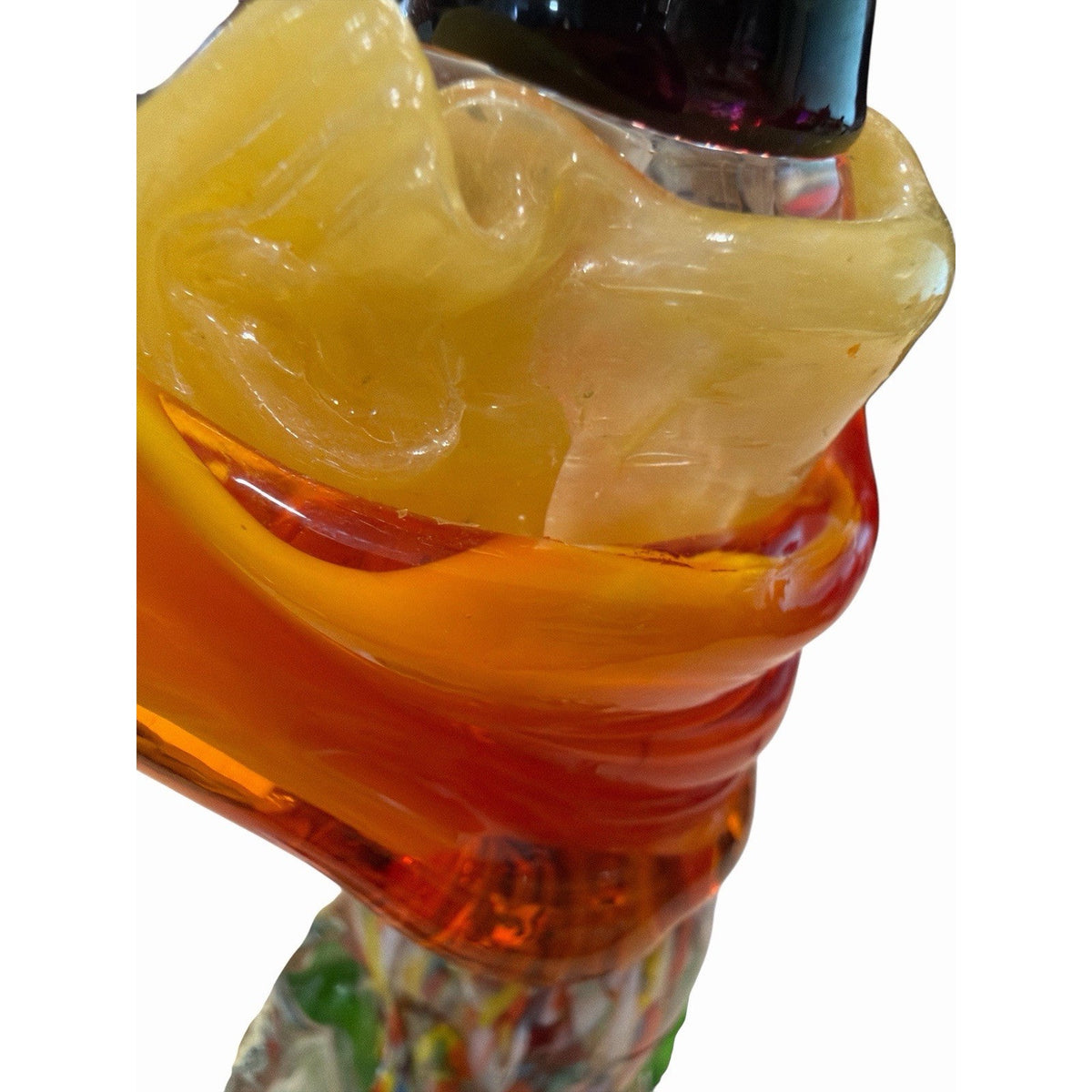 Vintage Murano Style Art Glass Clown Figurine Millefiori Orange Collar 8.5"