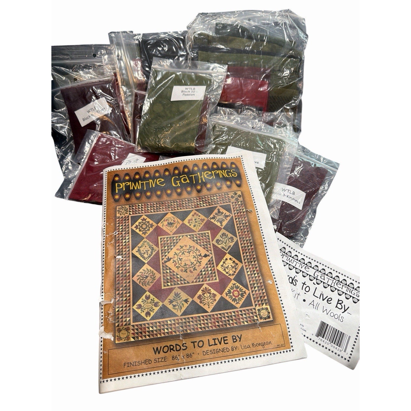 Primitive Gatherings Words to Live By Rare Discontinued Wool Shop Kit