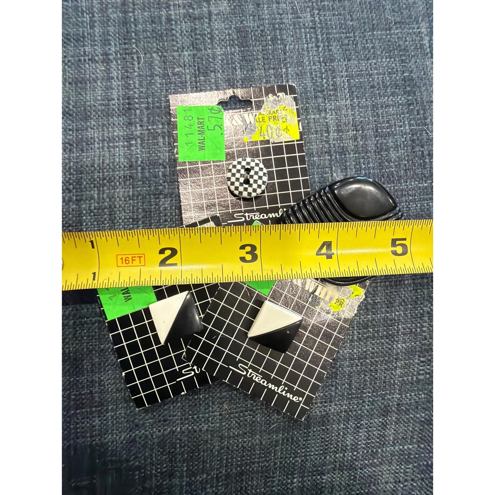 Vintage Black White Geometric Buttons Art Deco Memphis Style Sewing Lot NOS
