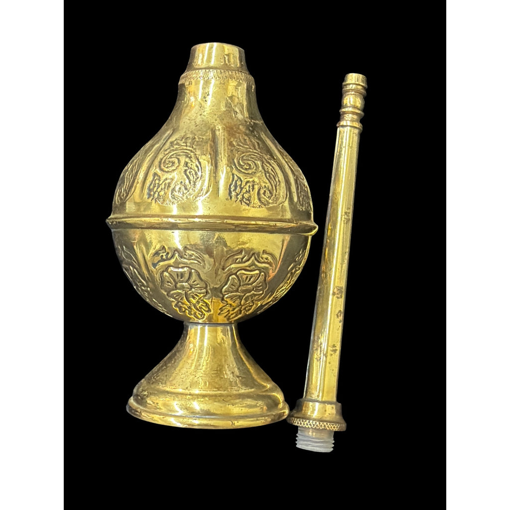 Antique Brass Gulab Pash Rose Water Sprinkler Crown Marked India 10"
