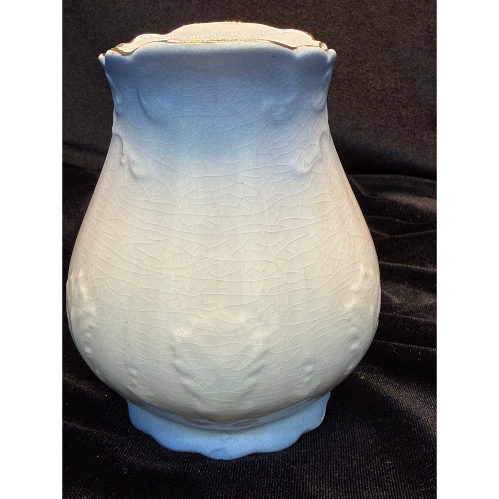 Vintage Japanese Crackle Glaze Vase Gold Trim Ivory Ceramic Bud Vase 5 Inch