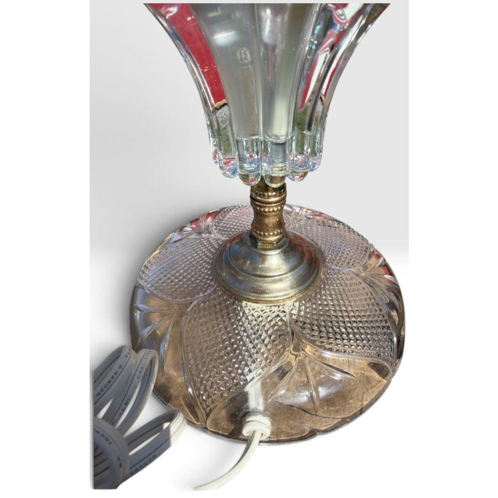 Pair Vintage Michelotti Aqua Glass Boudoir Lamps Made in Holland 16" – additional view 5