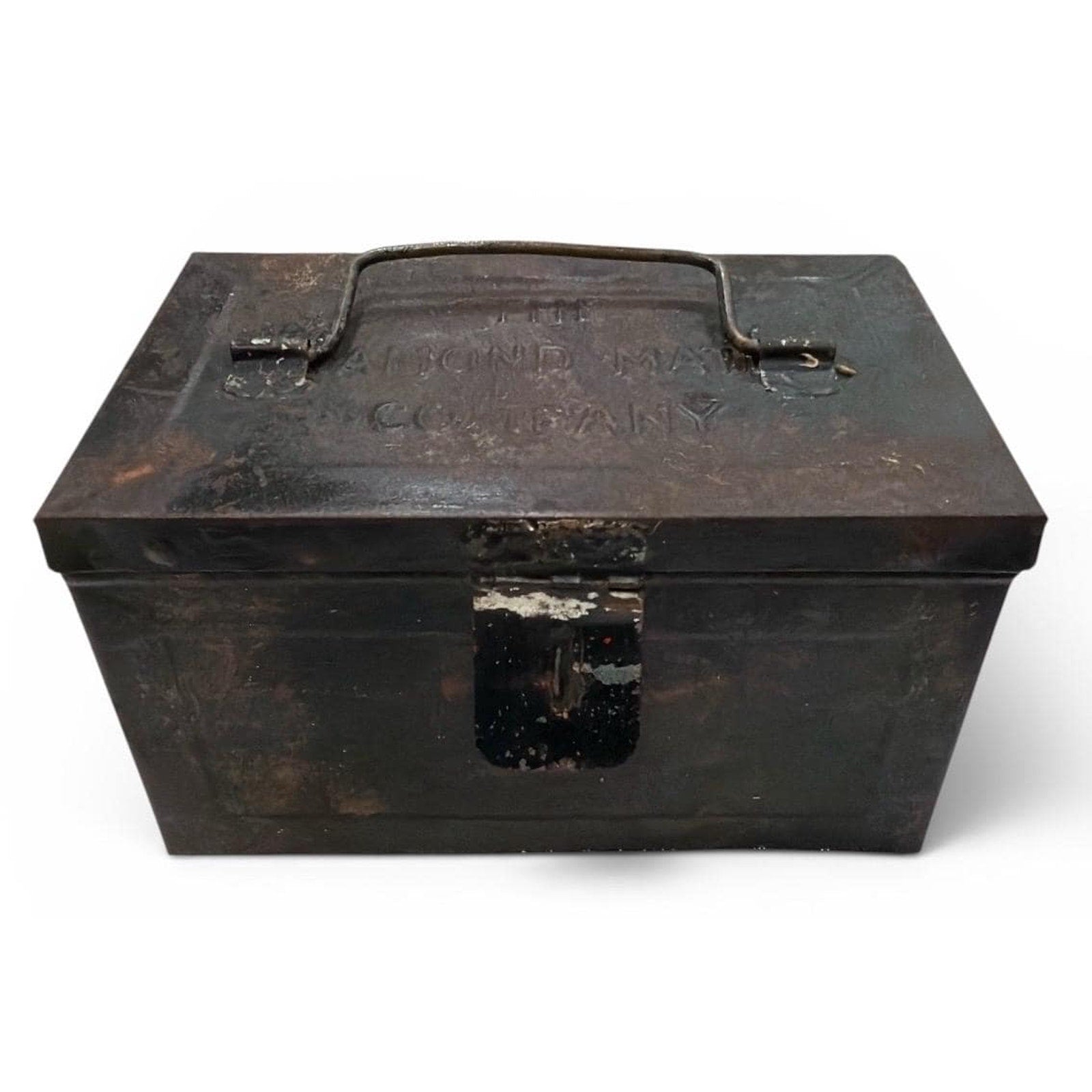 Antique Diamond Match Company Tin Box: Primitive Fireplace Storage Container