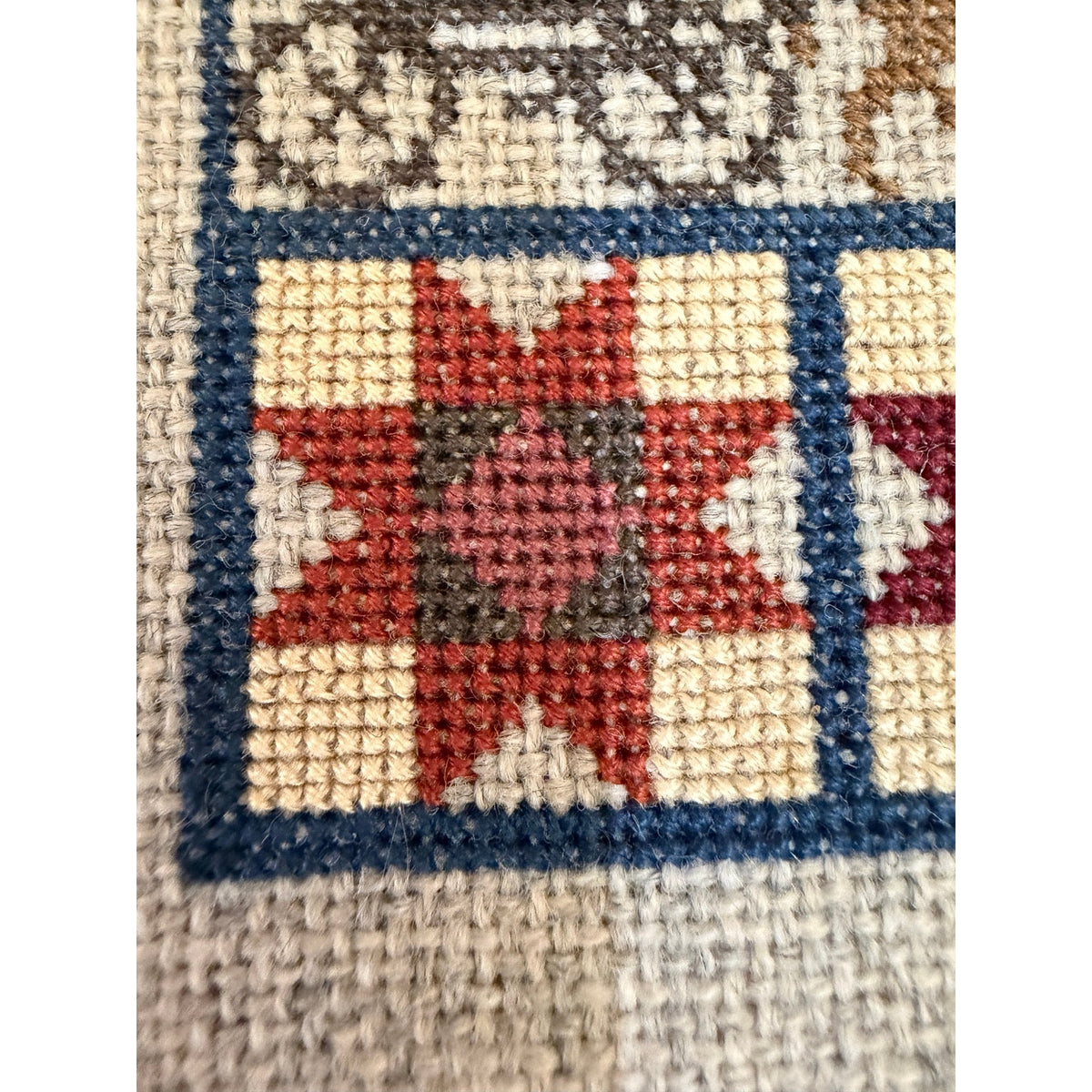 Vintage Primitive Cross Stitch Horse Carriage Quilt Sampler Framed Folk Art – additional view 8
