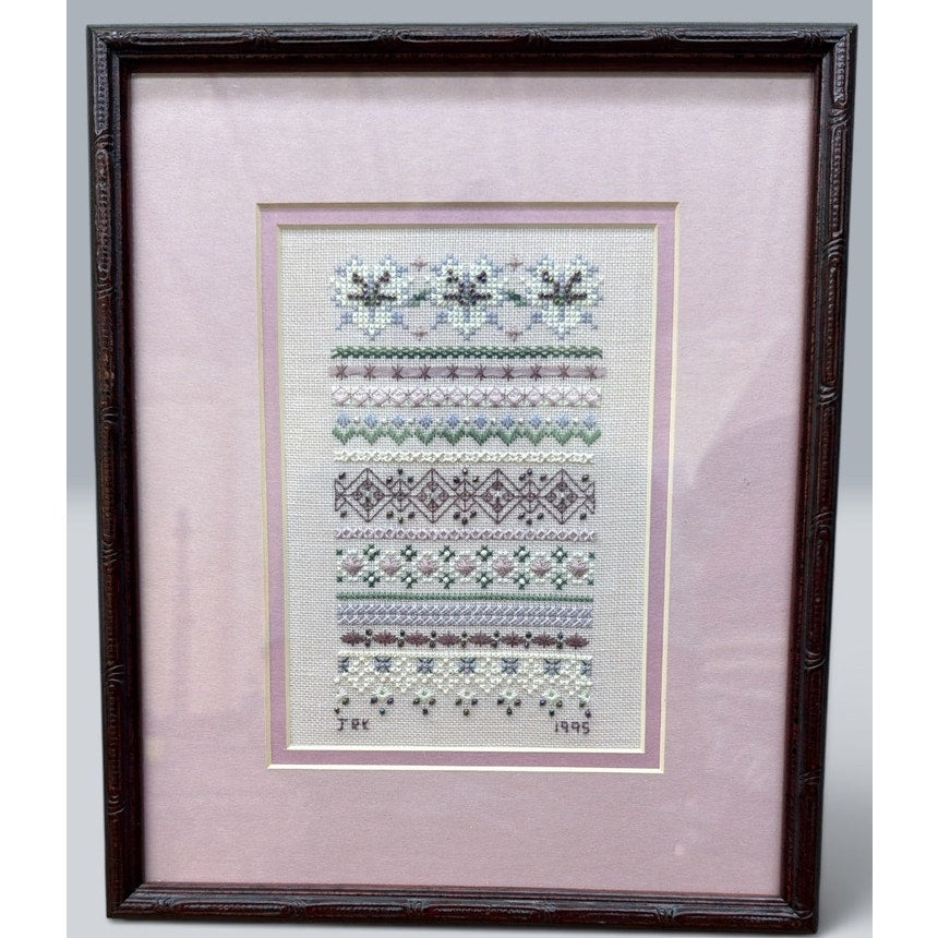 Just Nan Silver Needle Cross Stitch Sampler Beaded Framed Vintage 1994 – additional view 2