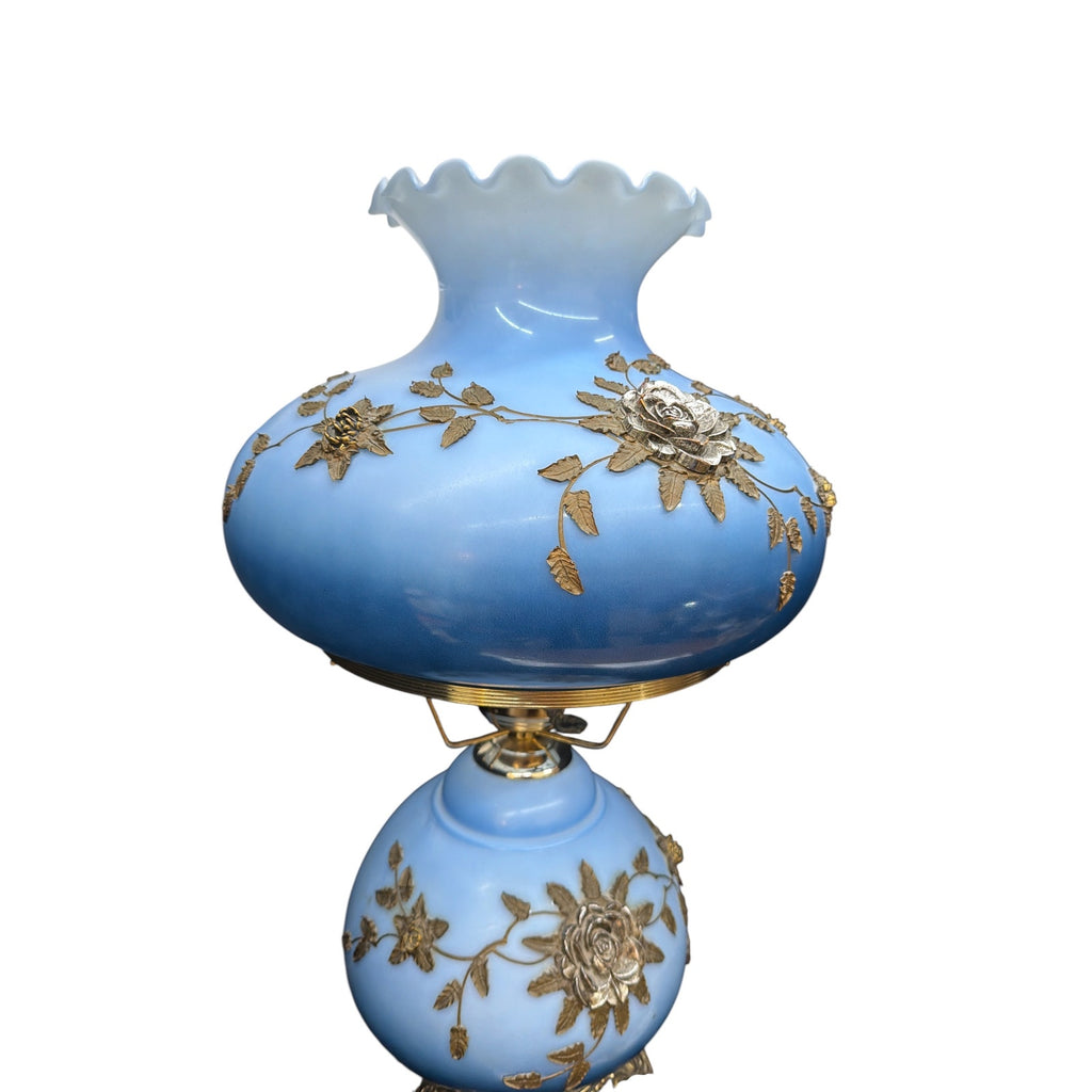 Falkenstein Attributed Blue Opaline Gone With the Wind Table Lamp