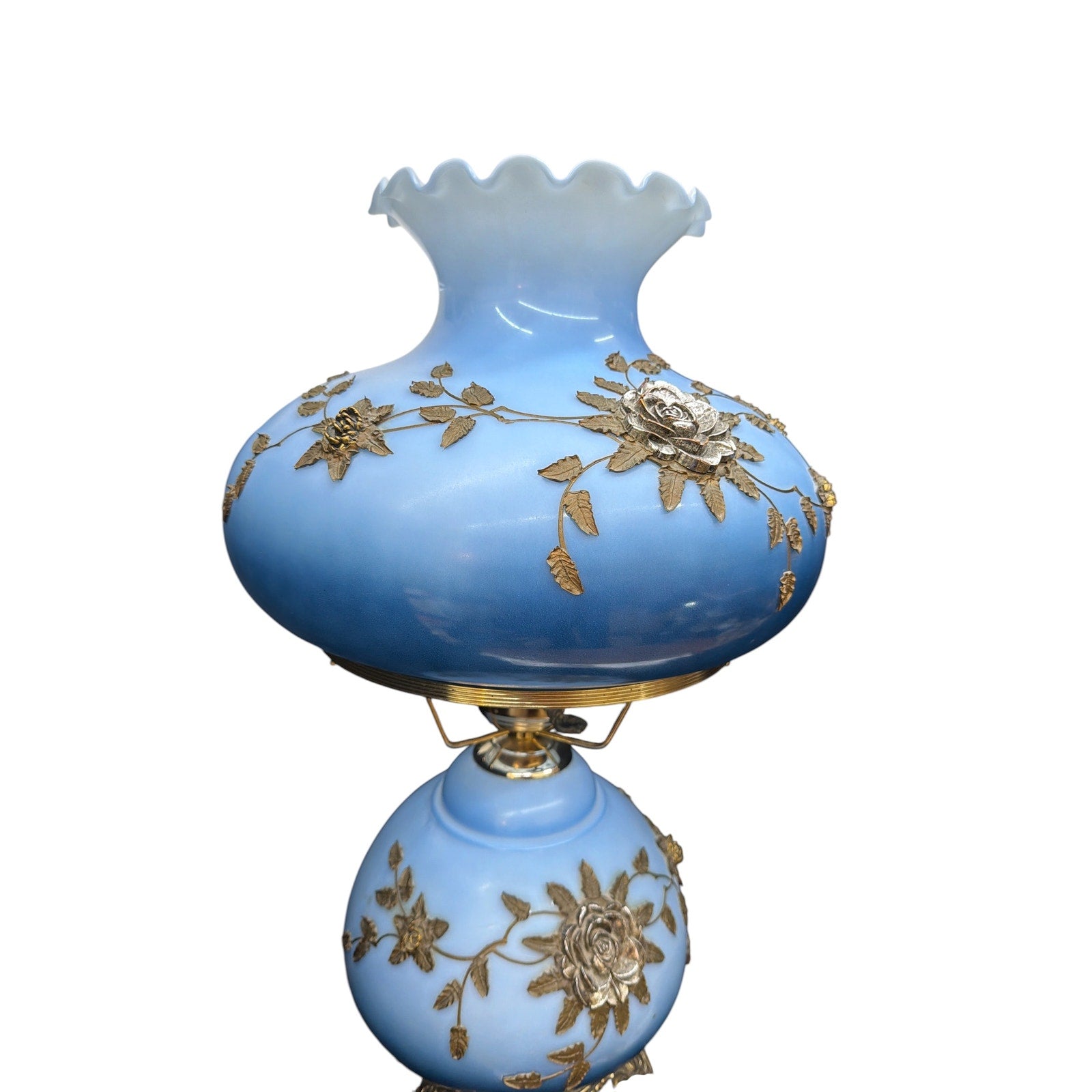 Falkenstein Attributed Blue Opaline Gone With the Wind Table Lamp