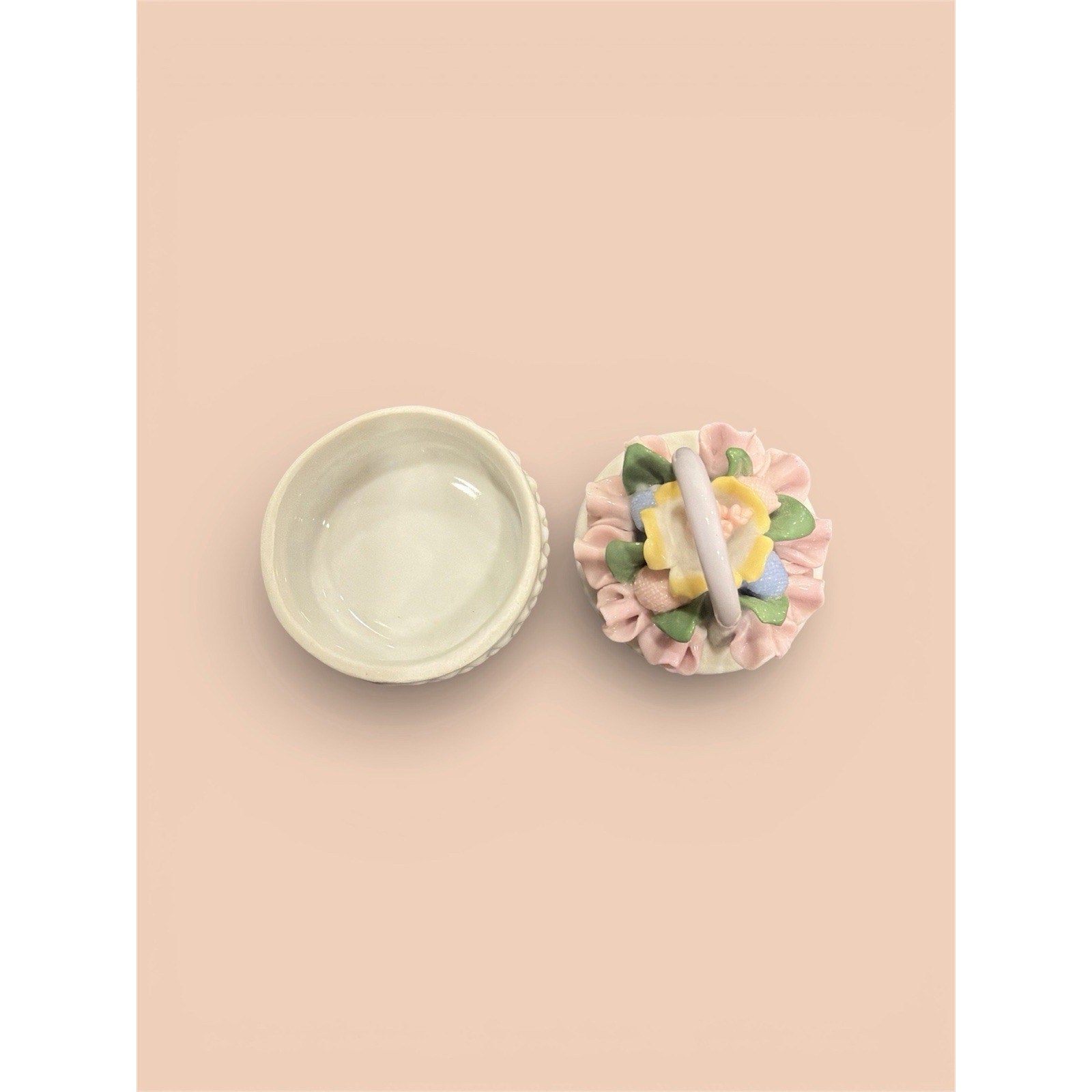 Porcelain Flower Basket Trinket Box | Sweet Wedding Keepsake & Proposal Ring Box