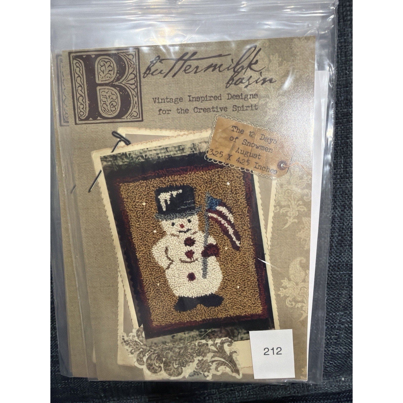 Buttermilk Basin #212 12 Days of Snowmen August Punch Needle Pattern