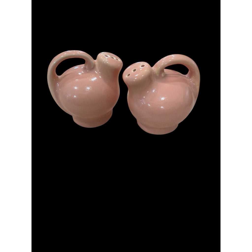 Vintage Pink Mid Century Jug Salt Pepper Shakers Ceramic 3” Set