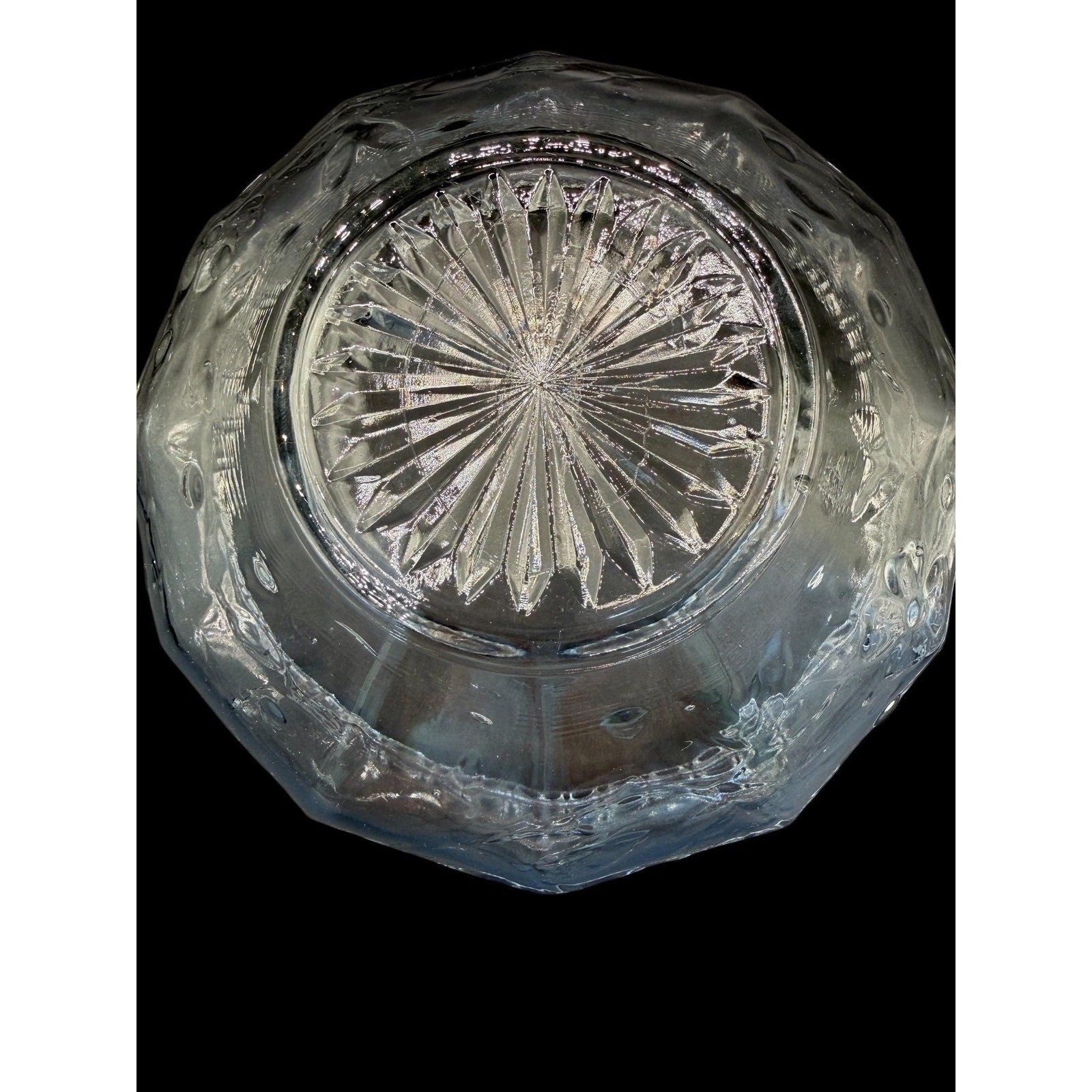 Vintage Pressed Glass Covered Candy Dish Cherry Pattern Lid Bowl 8”