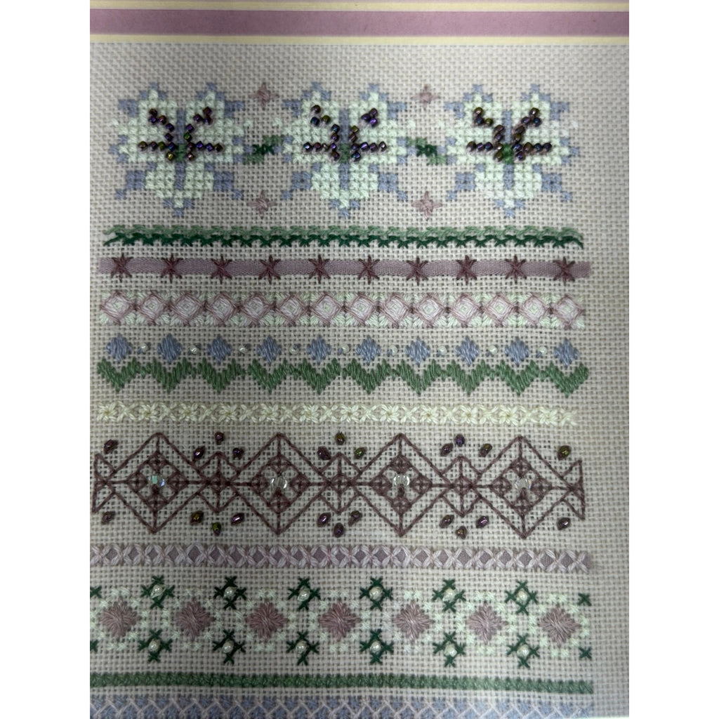 Just Nan Silver Needle Cross Stitch Sampler Beaded Framed Vintage 1994 – additional view 11