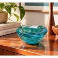 Kosta Boda Sweden Turquoise Art Glass Bowl Scandinavian Modern 4.5"
